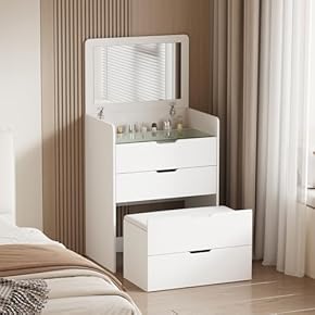ドレッサー　化粧台 化粧テーブル 組立品 (ホワイト) 鏡台・ドレッサー(ベッドルーム家具) 通販 | Amazon Home&Kitchen