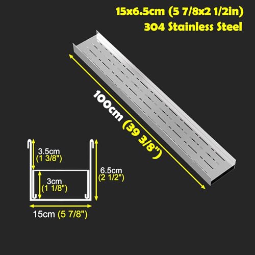 Caniveau en acier inoxydable 304 avec drainage extérieur robuste de 15 cm - 8
