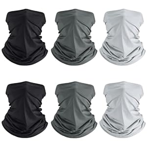 Geyoga 6 Pieces Summer UV Protection Cooling Neck Gaiter Face Clothing Neck Gaiter Mask Scarf Sunscreen Breathable Bandana