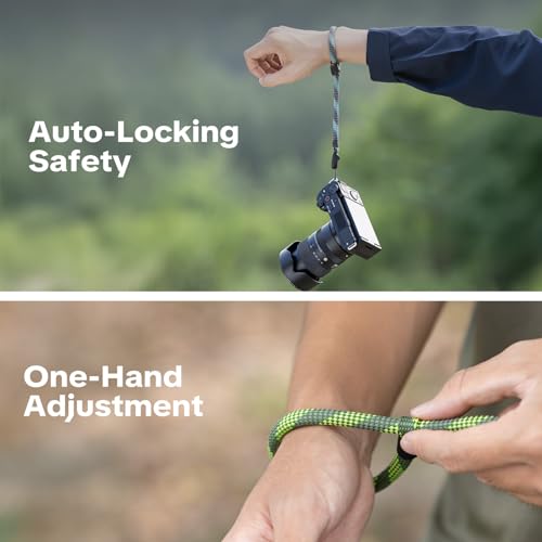 Image of PGYTECH Camera Wrist Strap Slim Outdoor Style, Adjustable Quick Release Anti-Drop Camera Hand Strap for Sony /Nikon /Canon Compact Cameras /Mirrorless /Smartphone /Gopro, 55.1lb Capacity, Wilderness Green