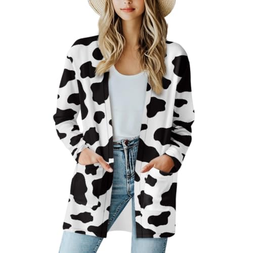 Image of Cardigan Sweaters for Women Long Sleeve Cardigan Soft Drape Open Front Fall Dusters V-Neck Jackets Dressy Loose Coat
