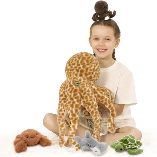 Image of Octopus Stuffed Animal with 4 Sea Animals, 23.6 inch Sea Life Plush