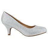  Damen Stiletto Pumps High Heels Glitzer Party Schuhe 142175 Silber Creme Glitzer 37 Flandell