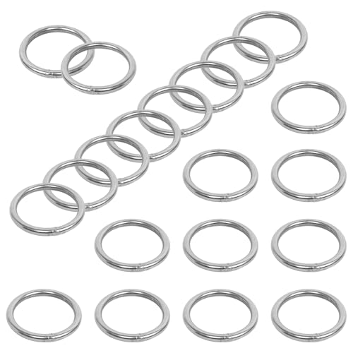 Sxutop 20 Piezas Anillos Tóricos de Acero Inoxidable 304 Soldado Redondo Anillo Junta Tórica Soldada Aros Redondos de Metal Diámetro Exterior 30 mm Grosor 3 mm para Correas para Perros, Hardware