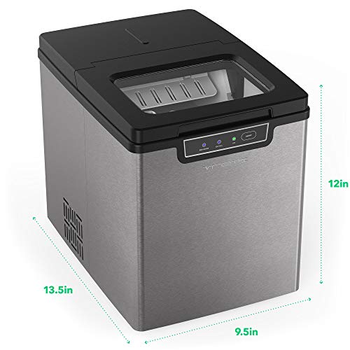 Vremi Black Portable Ice Cube Maker Produces 26 Pounds of Ice Cubes a