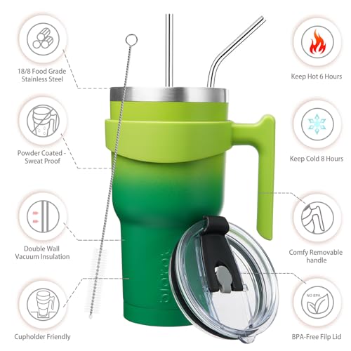Image of BJPKPK 30 oz Tumbler with Handle & Straw, Insulated Stainless Steel Mug