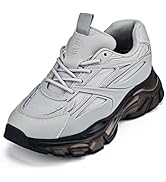 CALTO Men's Invisible Height Increasing Elevator Shoes - Cement/Translucent Onyx Sole Chunky Sole...