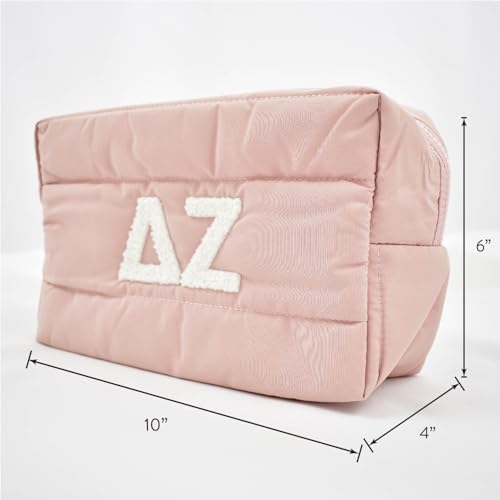 Sorority Shop Delta Zeta Makeup Bag - Puffer Style with Sorority Letters, Travel Cosmetic Bag with Zipper Closure, Perfect Delta Zeta Sorority Gifts for Women2
