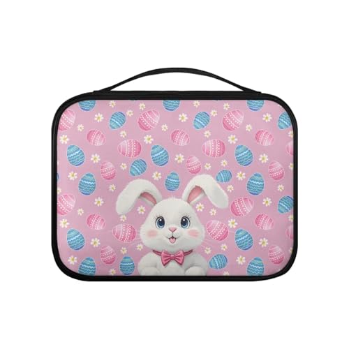 White Rabbit Egg Print Bible Cover for Women Men Lightweight Bible Bag PU Leather Church Tote Bags Portable Scripture Bag Carrying Book Case Organizer Handbag