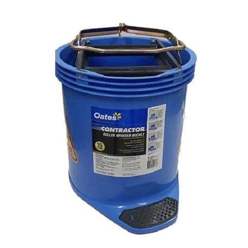 Oates Contractor Wringer Mop Bucket with Non-Slip Foot Pedal | Ergonomic and Easy to Use 15Lt Blue