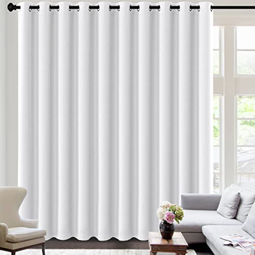 Image of H.VERSAILTEX White Curtains for Sliding Glass Door Room Divider Curtains Noise Reduce Barrier Privacy Curtain Panel Portable Window Screen Sliding Partition, W180 x L96 inches /8' Tall by 15' Wide