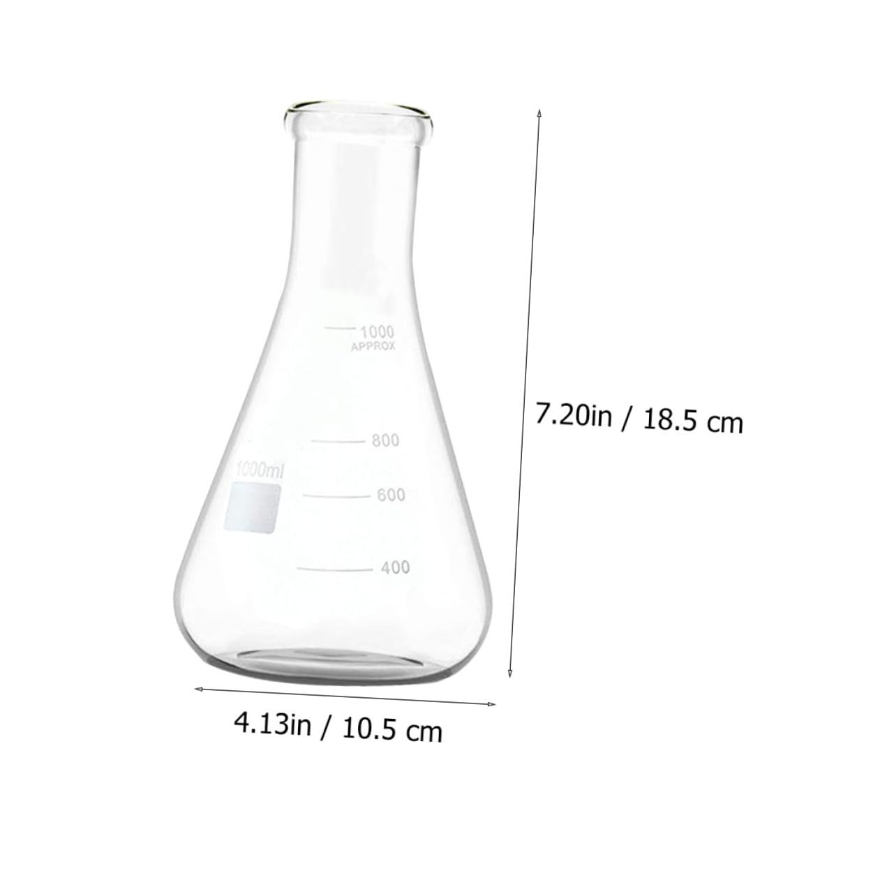 5 Pezzi Beuta Conica in Vetro per Laboratorio Collo Largo | Fondo Piatto, Tacche Standard, Area di Marcatura Ampia, Vetro a Spessore Uniforme