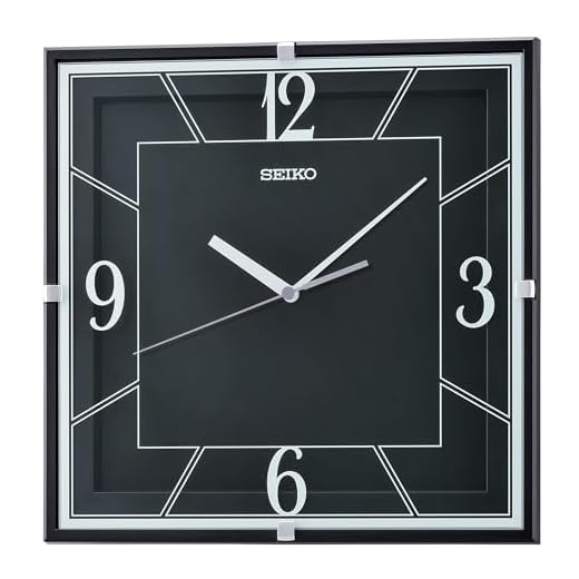 SEIKO Lanvin Non Ticking Wall Clock, Black, 11 Inch
