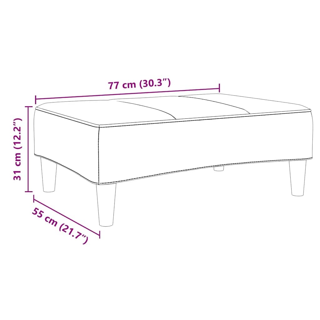 Podnóżek, żółty, aksamitny, tapicerowany, 77 x 55 x 31 cm, kompaktowy, stabilny z wypełnieniem piankowym, taboret do salonu, sypialni, biura, podnóżek do mieszkania