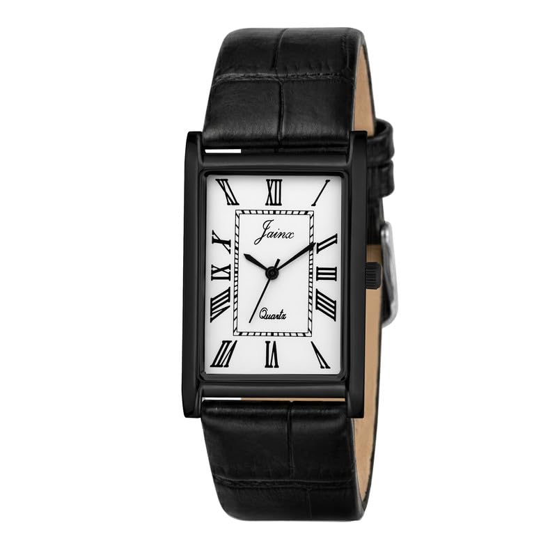 Image of jainx Executive Rectangular Shape Black Leather Strap Analog Wrist Watch for Men