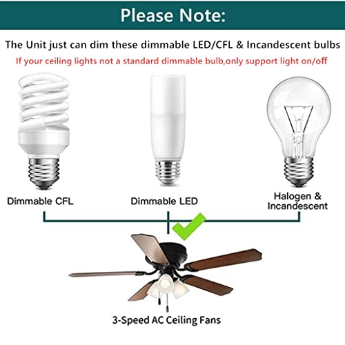 Universal Ceiling Fan & Dimmer Remote Control Kit, Ceiling Fan Timing Speed & Dimmable Led Light Dimming Wireless Remote Control And Receiver Kits For Ceiling Fan Lamp (1-Pack) #TOP2