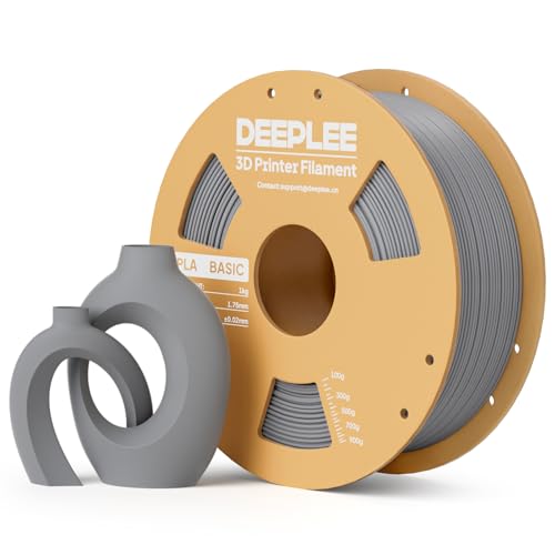 DEEPLEE Basic PLA Filament 1.75mm Stärkere Zähigkeit 3D Drucker Filament Grau 1KG