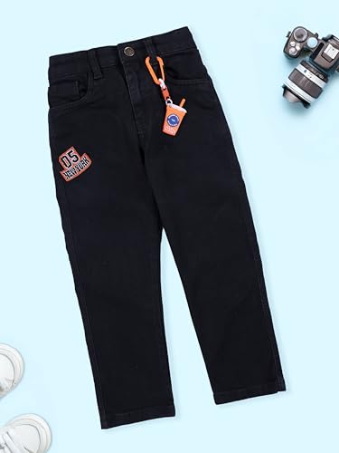 Image of KiddoPanti Boys Regular Fit Denim Pant | Stretch Poly Cotton Denim | Regular Fit Full Length Pant | Back Elasticated & Button with Zip Open Fly