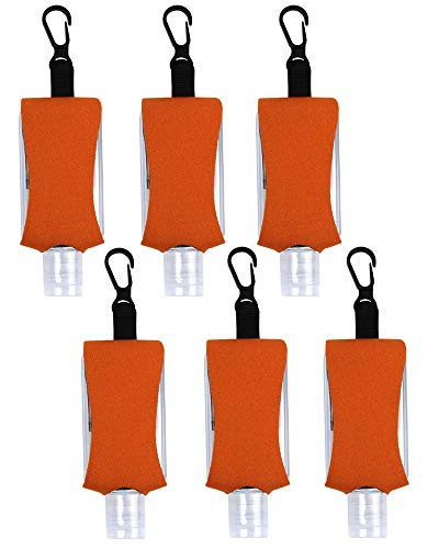 Botella vacía para desinfectante de manos Productos de Gel Jabón Líquido Paquete de 6 1oz Tamaño de Viaje Portabosques Llavero Portabebés Flip Cap Reutilizable Portátil (Orange1)