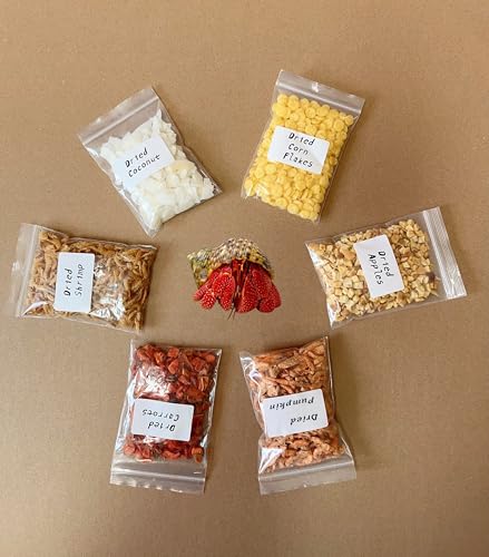 AWXZOM Hermit Crab Treats Food Bulk Bags | 6 Bag Different Set Hermit Crab Treats Mixes - Proteins Fats Natural Pigments Minerals | 6oz Total
