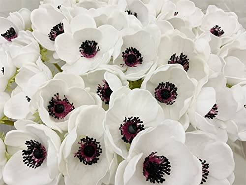 Lebritamfa 10Pcs Artifical Real Touch Pu Anemone Flower Bouquet Room Home Decor (White - 10Pcs) #TOP4