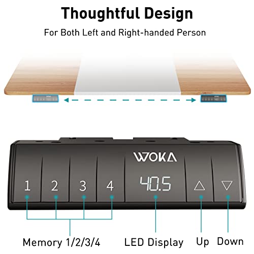 Woka Dual Motor Electric Standing Desk, 55" X 28" Adjustable Height Stand Up Desk, Sit Stand Desk For Home Office With 4 Memory Controller, Motorized Desk With Splice Board, Oak And White Tabletop #TOP6