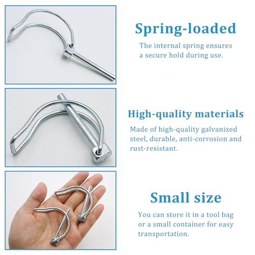 MIPIACE 20 Stück Klappsplinte in D-Form 4,5 × 40mm Rohrklappsplinte Klappsplinte Rastverschluss Sicherungsstift Kohlenstoffstahl Verzinkt Wellen Verriegelung Für Boot Garten Gartenarbeit Bauernhof