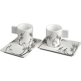 espressotassen weiss italienisch  Deagourmet Origini 197  Porzellan-Set inkl. 6 Espressotassen und 6 Untertassen, handbemaltes Porzellan, Weiß
