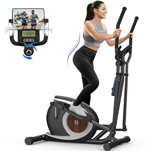 Crosstrainer für Zuhause, Ultraleiser Magnetischer Ellipsentrainer mit 16 Widerstandsstufen, LCD-Monitor, Rutschfestem Pedal, Flaschenhalter, Bis zu 265 LBS Home Fitness-Übung Elliptical Stepper