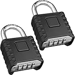 Diyife Heavy Duty Combination Padlocks Outdoor, [Weatherproof] [2 Pack] 52mm Large 4 Digit Code Padlock with 8mm Thick 304 Stainless Steel Shackle for Garage, Home, School, Gate, Shed, Fence (Black)