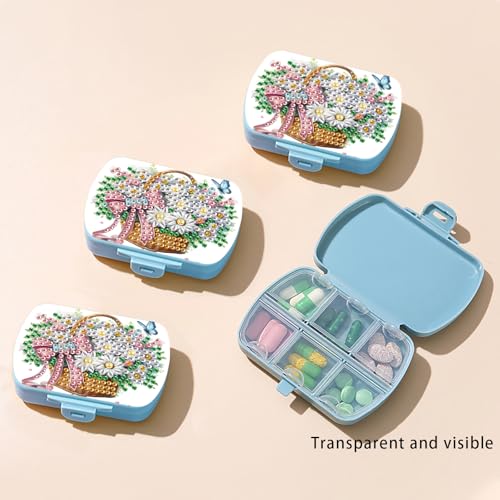 Image of ARTopet Diamond Art Painting Mini Storage Box with 6-Grid Creative Design Compact Portable Small Case for Purse Travel Daily-Flower Basket01