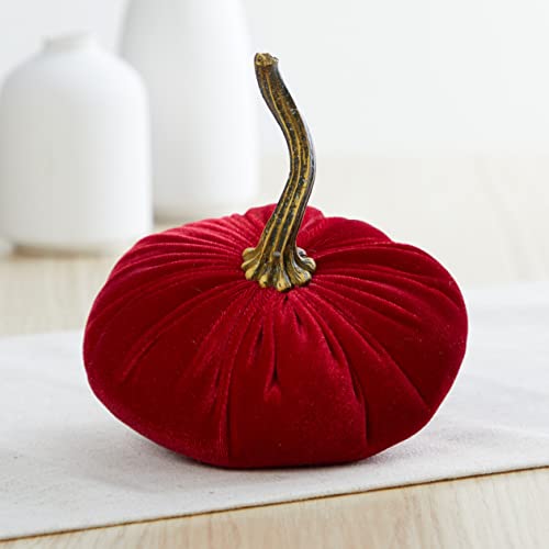 image for Your Heart's Content Small Velvet Pumpkins Set of 4, Handmade Home Dec