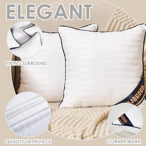 JOJOGOGO 22x22 Indoor Large Fluffy Throw Pillow Inserts Set of 2, 22 x 22 Synthetic Down Alternative Stuffing Square Pillow Inserts for Couch Bed Sofa and Living Room, Big Accent Decorative Pillows