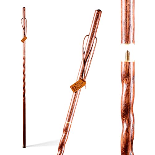 Brazos Handcrafted Wood Walking Stick, Twisted Oak, Traveler Style, for Men & Women, Made in the USA, Brown, 55" -  602-3000-1324