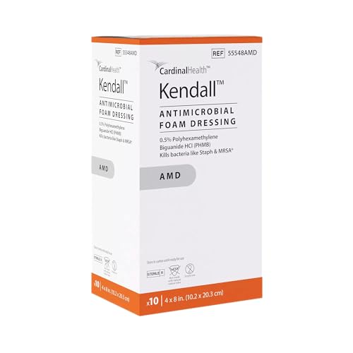 Kendall™ Absorbent Antimicrobial Foam Dressing, 4 x 8IN