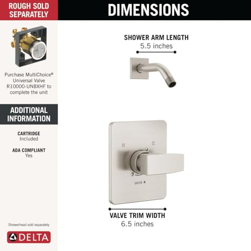 Delta T14267-LHD-PP Modern Shower Only Trim Package - Less Shower Head - Brilliance Stainless - image 2