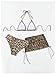 BEAUDRM Women's Cheetah 3 Piece Bikini Set Floral Leopard Print Halter Triangle Swimsuit with Cover Up Skirt Beach Outfits Multicolor Large