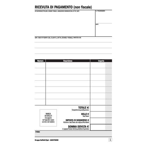 Blocco ricevute B&B autoricalcanti 25 copie 16,8x10cm DU16257B250