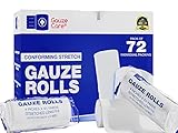 Gauze Rolls Pack of 72 – Premium Quality Lint and Latex-Free 4 inches x 4.1 Yards Conforming Stretch Bandages Designed for Effective Wound Care & Comfort - Ideal for use as a Mummy wrap