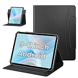 MoKo for Tablet 10 inch Android Case with Magnetic Closure, Slim 360 Degree Rotating Protective Cover with Multi-Angle Stand & Front Pocket for All 9-11 inch Tablets, Denim Black