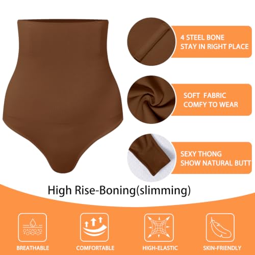 Image of Werena Tummy Control Thong Shapewear for Women High Waisted Body Shaper Panties Shaping Thong Girdle Underwear