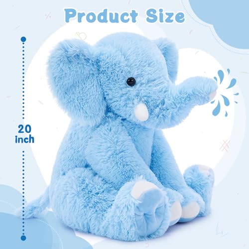 Image of MorisMos Large Elephant Stuffed Animal, 19.6inch Soft Stuffed Elephant Plush Companion Gifts for Girls Boys, Blue
