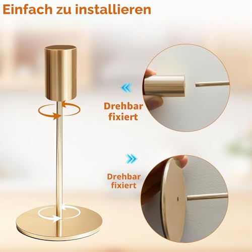 3 Stück Kerzenständer, Kerzenständer Stabkerzen, Stabkerzenhalter Gold, Metall Vintage Modern Deko für Abendessen Hochzeit Haus Tisch Tischdeko Wohnzimmer Adventskranz Advent Weihnachten – Bild 4