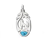 Made by Navajo Artist F.C. Indianerschmuck Anhänger Türkis Wolf Navajo Westernschmuck Wolfsanhänger Wolfsschmuck