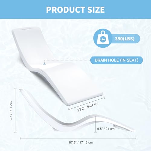 in Pool Lounge Chairs,Pool Lounger for Sun Shelf,Waterproof Patio Furniture with Weather-Resistant Design,Beach & Shallow Water Relaxation,1PC