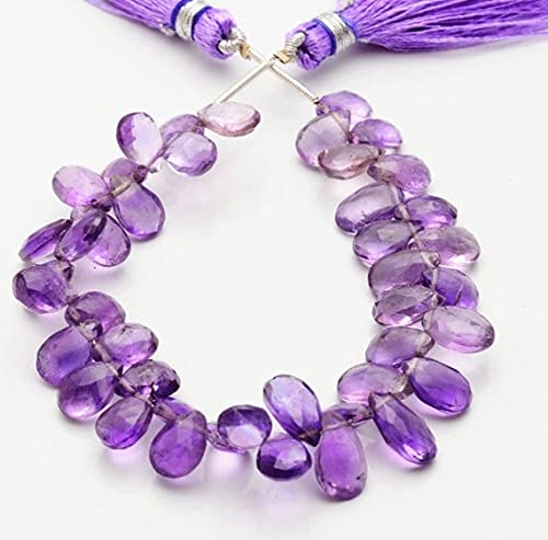 Améthyste violette naturelle briolette poire facettée 8.5-11mm pour fil création bijoux DIY