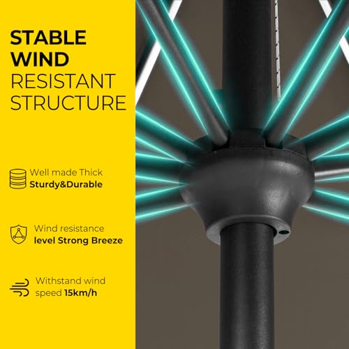 Image of Tempera Patio Market Outdoor Table Umbrella with Auto Tilt and Crank, Large Sun Umbrella with Sturdy Pole & Fade Resistant Canopy, Easy to Set