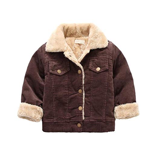 LittleSpring Little Kids Sherpa Lined Trucker Jacket Corduroy Winter Coat for Girls