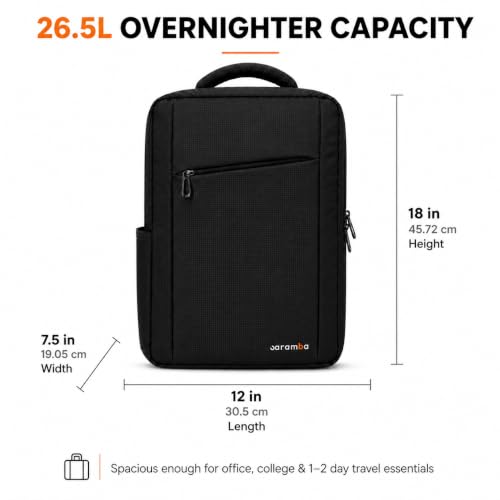 Image of CARAMBA CARRYMATE 26.5L Overnighter Laptop Backpack | Water Resistant Travel Bag with 15.6 inch Padded Laptop Sleeve, Trolley Strap & Dual Compartments for Office, Business, College Men & Women