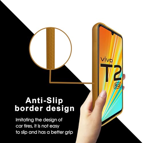 Image of A rtistque Premium Thread Leather Back Cover Case for Vivo T2 5G | Drop Protection | Smooth Grip | Raised Camera Edges | Vivo T2 5G Back Cover - Brown